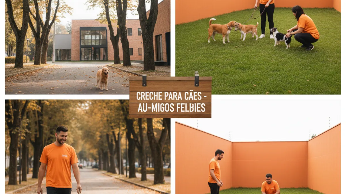 Tutor passeando com cachorro pela manhã em rua arborizada
