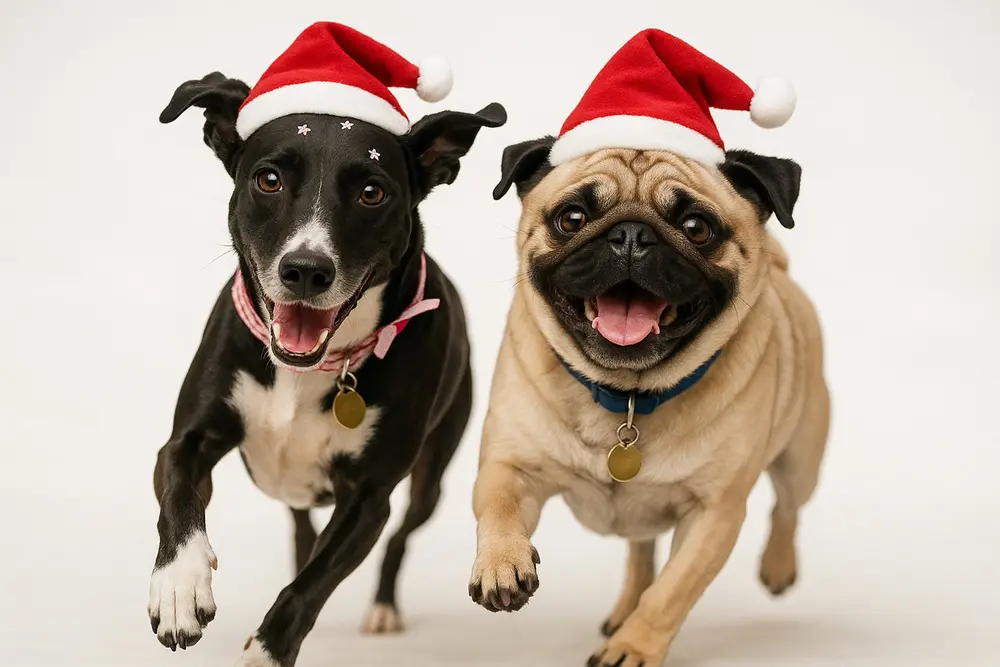 Cães felizes no hotel pet durante as festas