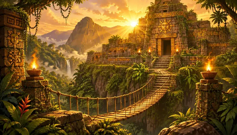 Ruínas de templo inca na selva